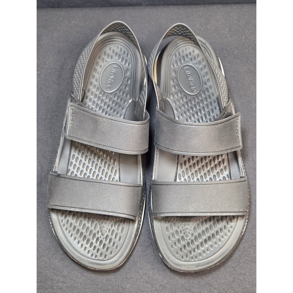 Crocs LiteRide 360 Sandals Womens Size 7 Black Grey Comfort Strappy 206711-060‎